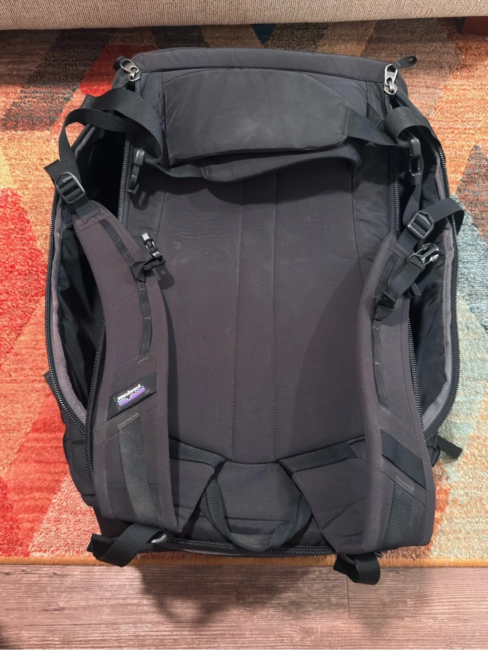 Patagonia Black Travel Backpack with Subtle Logo